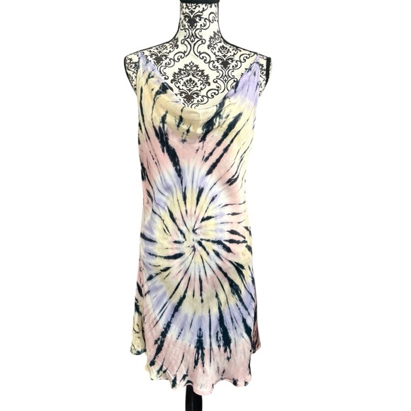 SURF GIPSY Pastel Tie-Dye Mini Slip Dress - Picture 1 of 5